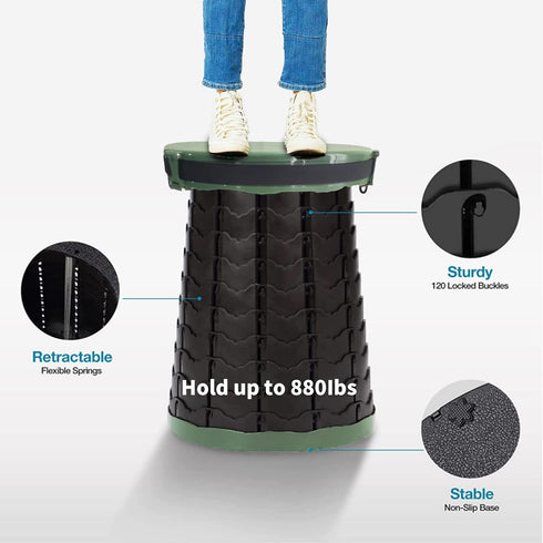 Camping,19.7" 880lbs,Retractable XXL Portable Toilet for H Adjustable Folding Toilet with Lid,Carry Bag,Capacity