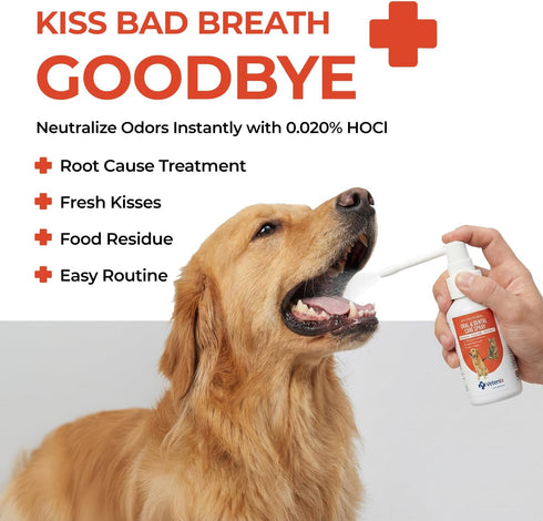 3.38 oz Oral Spray for Dogs and Cats Teeth Cleaning Spray Freshens Breath, Soothes Gums, Alcohol Free Daily Dental Care