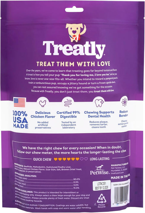 USA Beefhide Braids 7-8" Dog Chew Treats - Chicken Flavor, 6 Count/1 Pack