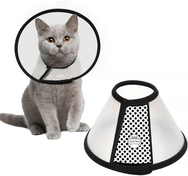 Depets Adjustable Recovery Pet Cone E-Collar for Cats, Puppy, Rabbit - Plastic Elizabeth Collar