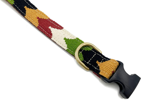 Handmade Cotton Weave Dog Collar - A Tail We Could Wag Harvest Chevron (Medium (1" Width): 14-20")