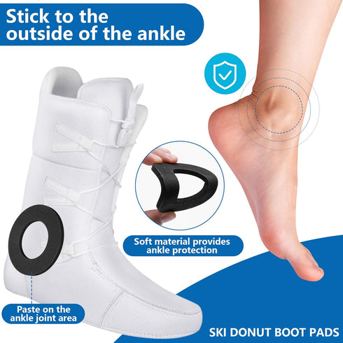 RunNico Ski Ankle Donut Boot Pads, Self-Adhesive Foam Padding, Snowboard Boots Pads
