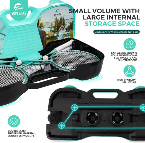 Set, 4 4 EasyGo Badminton with Net, Racket, Birdies, Portable Storage Box, for Backyards, Outdoor Games, Yard Games