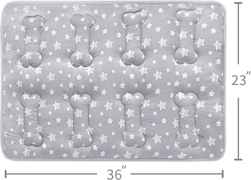 Dog Crate Bed Mat (36" x 23") - Soft Dog Bed with Cute Stars, Personalized Anti-Slip Bottom, Machine Washable Kennel Pad