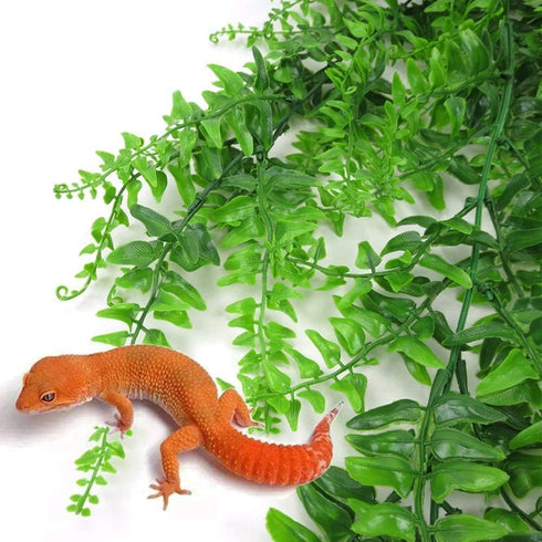 (4 Pack) PINVNBY Reptile Plants Hanging Fake Vines Boston Climbing Terrarium Plant with Suction Cup for Bearded Dragons