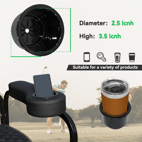 Golf Cart Rear Seat Kit Armrest with Cup Holder