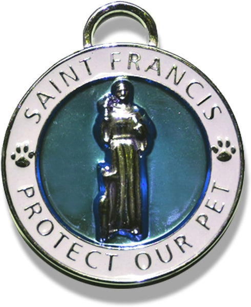 Pet Collar Charm, Saint Francis of Assisi, Small, Blue