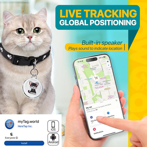 sotfkd Cat Tracker Collar-Cat GPS Tracker-GPS Tracker for Cats| Dual-System Tracker | Android and iOS Universal | No