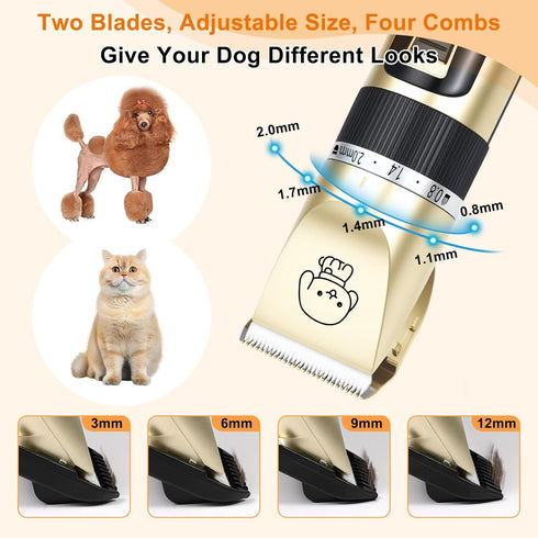 Trimmer, 2000MA FrutPunch Dog Grooming Kit, Cordless Dog Clippers, Electric Shaving, Low Noise Rechargeable Dogs Hair