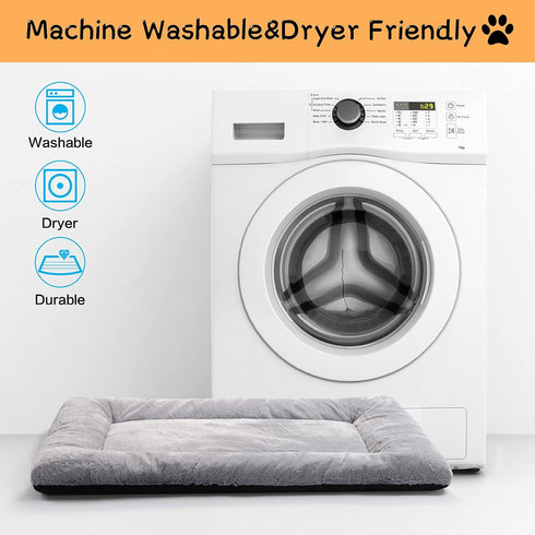 Dog Beds Crate Pad for Small Dogs, Ultra Soft Washable & Anti-Slip Kennel Pad, Cat Bed Mat, Gray 24inch