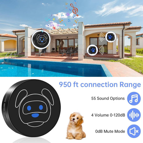 IP65 50 1000 Dog Door Bell for Potty Training, Wireless Dog Doorbell Ring to Go Outside, Waterproof Touch Buttons