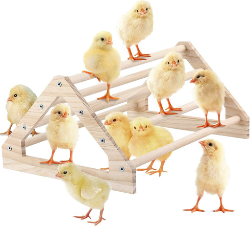 GINTUTO Wooden Chick Perch Stand, Pine Chicks Roosting Bar, Jungle Gym Perch Toys