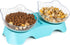 MILIFUN Elevated Tilted Cat Bowls, Anti Vomiting Kitty Bowls for Indoor Cats, Orthopedic Design (Blue)