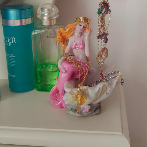 Mermaid Figurines Shell Aquarium Ornament, Resin Mediterranean Style Mermaid Princess Craft Statue