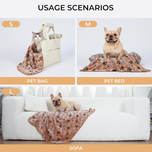 1 Pack 3 Blankets, Super Soft Fluffy Premium Fleece Pet Blanket, Medium (30x20 inch, Brown/Pink/White)