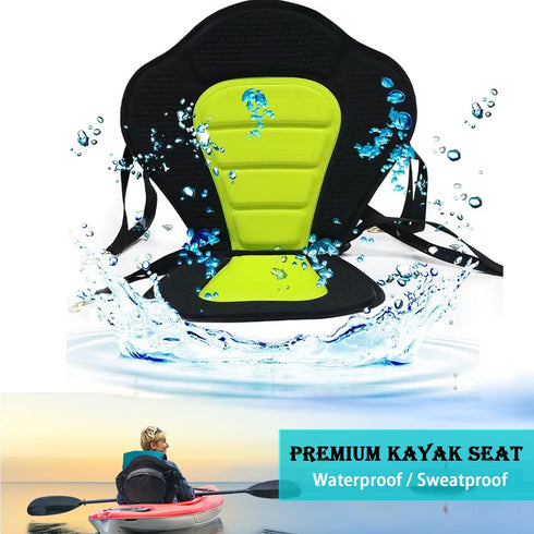 Universal Deluxe Kayak Seat Back, Padded Fishing Boat Seat with Adjustable Strap and Storage Bag