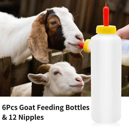 ZUDKSUY 6-Pack 400ml Set Goat & Lamb Feeding Bottles with Soft Nipples, Kid Livestock Nursing Kit for Baby Goats