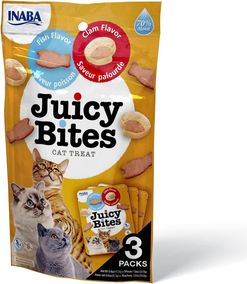 INABA Juicy Bites Fish & Clam Flavor, 3 Pack