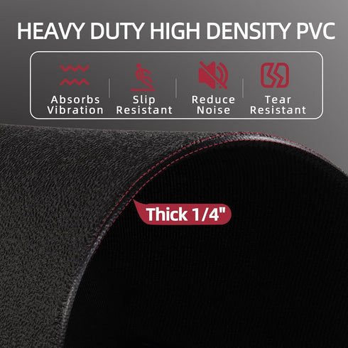 High Density Home Gym Treadmill Exercise Bike Equipment Mat, 1/4" Thick, Multiple Sizes Available