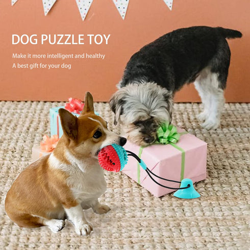 Dog Chew Toys for Aggressive Chewers - Puppy Training Treats, Teething Rope Toys, Puzzle Food Dispensing Ball (Blue)
