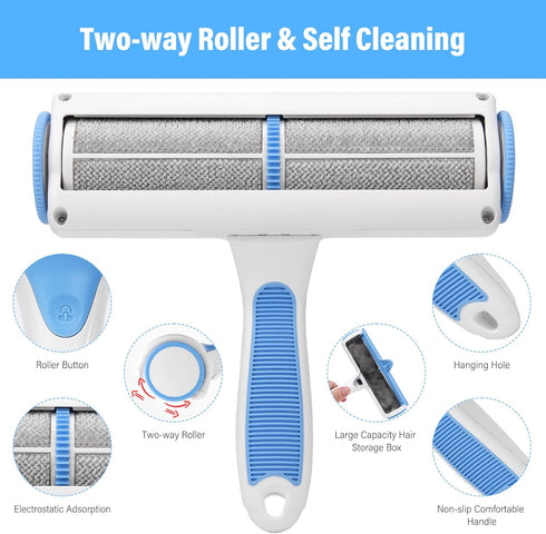 Pet Hair Remover Roller - Reusable Multi-Surface Lint Roller for Cat and Dog Hair, Self-Cleaning Tool for Furniture