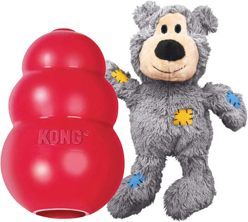 KONG Classic and Wild Knots Bear - Dog Chew Toy and Stuffed Rope Toy for Large Dogs