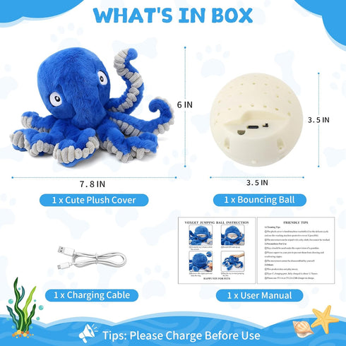 1.5H 2 1 Interactive Dog Octopus Toy, Upgrade Automatic Jumping Ball with Motion Activation for Small Large Dogs