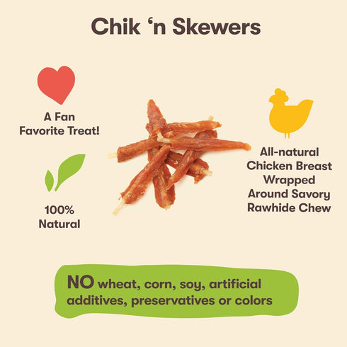8 Oz, 10808 Pet 'n Shape Chik 'n Skewers - Chicken Wrapped Rawhide - All Natural Dog Treats, Chicken