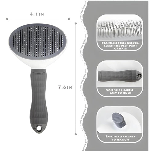 2pcs Dog Brush and Cat Brush - Self-cleaning Slicker Brush and Silicone Dog Bath Brush - Pet Hair Removal Tool for Long