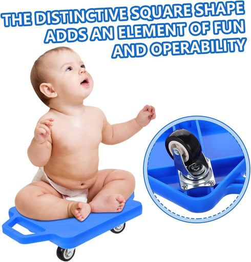 Play Scooter Board with Plastic Casters Square Floor Scooter for Boy Girl for Gym Activities Promotes Balance