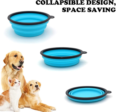 2-Pack Small Dog Travel Bowl, Collapsible Bowls for Dogs, Foldable Cat Water Bowl, Portable Pet Feeding Watering Traveling Dish (Pink & Light Blue)