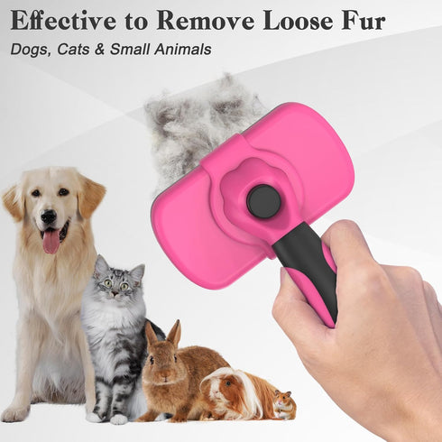 Self-Cleaning Pet Grooming Brush, Skin-Friendly Deshedding Tool for Dogs & Cats, Removes Loose Hair and Tangles