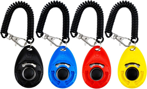 Pet Training Clicker with Wrist Strap, Dog Training Clicker Set for Dog, Cat, Bird, Horse, etc. (4 Color)
