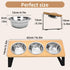 Raised Cat Food Water Bowl,Small Dog 15 ° Tilted Elevated Food Feeding Tray with Three Stainless Steel Bowls to Protect The Spine of Cats and Dogs from Vomiting (Wood Color)