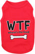 Parisian Pet Dog Tshirt, Embroidered “WTF (Where’s The Food)” Lightweight Cotton Tank Top for Large Dogs - XL