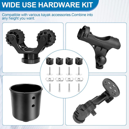 Kayak Track/Rail Mount Accessories, Hardware Kit with Convertible Knobs, T Bolts, Track Nuts, and Screws