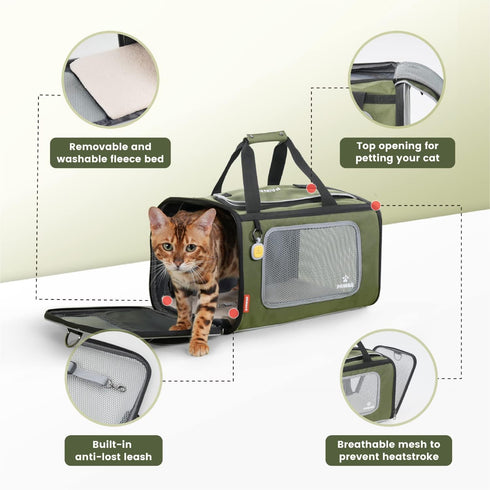 Pawaii TSA Airline Approved Soft Sided Collapsible Pet Carrier, Portable and Convenient Travel Friendly Carrier