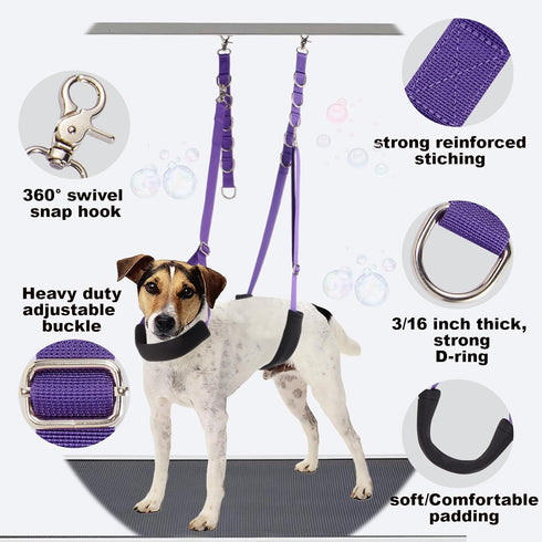 3PCS Set Dog Grooming Belly Strap - Grooming Restraint Adjustable Belly Band Loops Strap with Padded Support & Loop