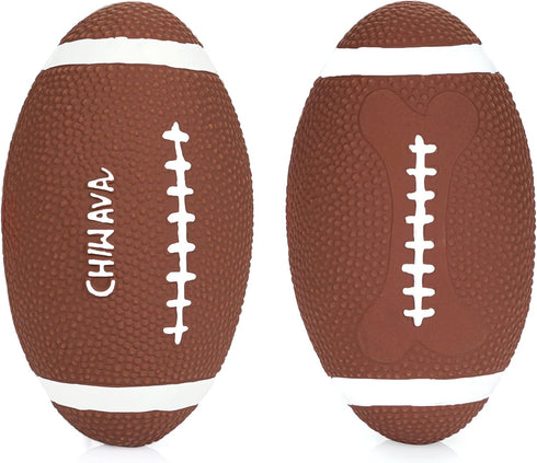 CHIWAVA 2 Pack 6" Squeaky Latex Dog Toy Balls, Football Rugbys Fetch Interactive Toy