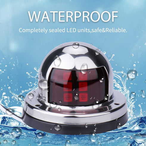 Stainless Steel LED Bow Navigation Lights for Small Boats (One Pair, Silver)