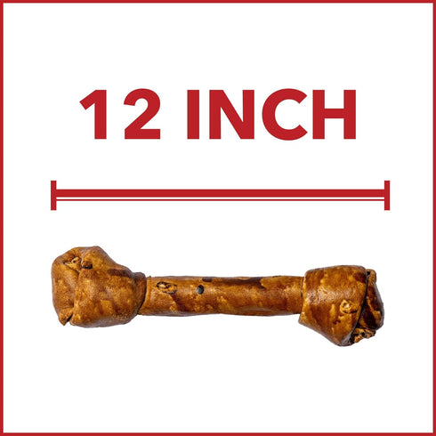 Pet Factory American Beefhide 12" Knotted Bone Dog Chew Treat, Peanut Butter Flavor, 1 Count/1 Pack