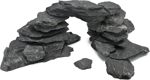 Natural Slate Rock for Aquariums, 3 to 10 Inches, Ideal for Tank Decoration & Landscaping (20lb)