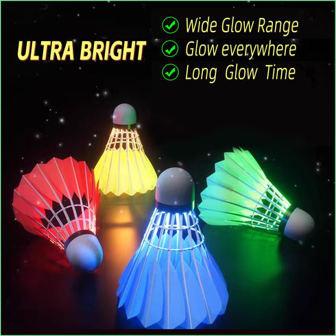 LED Badminton Shuttlecocks, Colourful Lighting Birdies, Plastic Nylon Shuttlecock, Glow in The Dark Birdie Balls (4/5/6