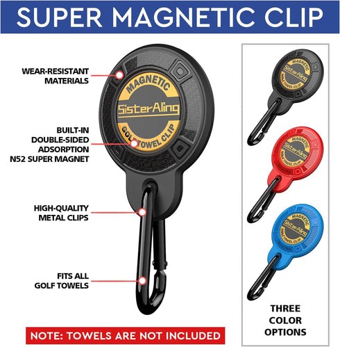 Magnetic Clip for Golf Towel, Removable Industrial Strength Accessories for Strong Hold on Carts or Clubs