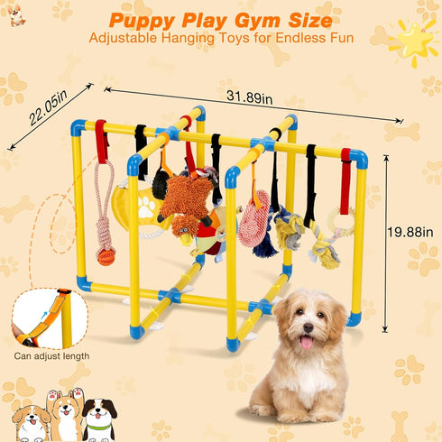 Tengantongda 9 Upgraded Puppy Play Gym with Hanging Toys, Reinforced Frame & Strong Suction CupsRemovable Dog
