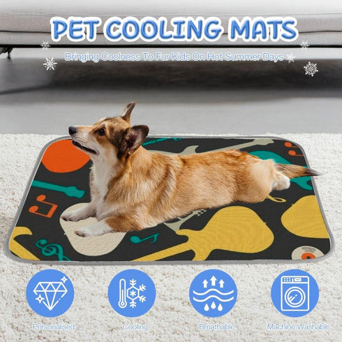 Generic Summer 28" X22" Cooling Pet Mat Ice Silk Dig Cooling Mat Musical Note Prints Dog Bed Washable Pet Pad Mats