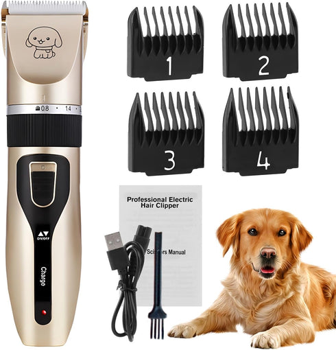 Olnverath Dog Grooming Clippers - Low Noise Rechargeable Electric Cat Shaver Shears for