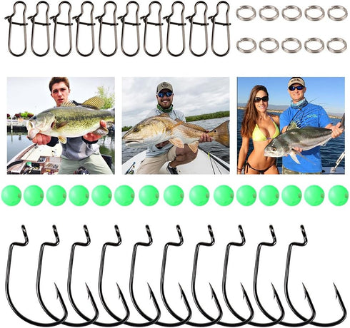 Sougayilang Fishing Sinkers Set with Brass Weights, Jig Hooks, Swivel Ring Connector in Plastic Box for Fishing