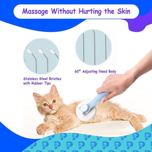 Self-Cleaning Cat and Dog Grooming Brush, Efficient Fur Removal, Ergonomic Design for All Coat Types (Gray)