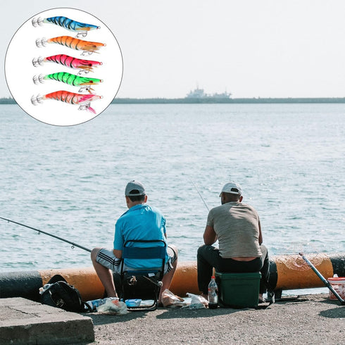 11g 8.5cm Set, 5-Color Pack Angoily Simulated Shrimp Fishing Lures Luminous Plastic Soft Bait with Hooks